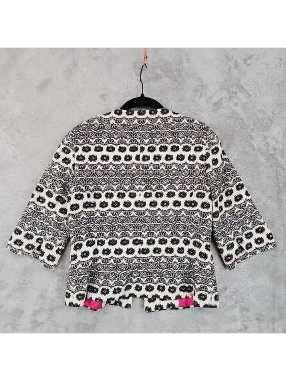 Classiques Entier Blazer Womens XS Black Geometric Jacquard 3/4 Sleeve Lined - Picture 2 of 10